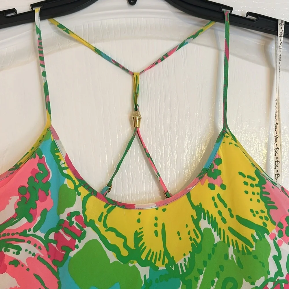 Lilly Pulitzer dress women’s floral silk sun dress  Beautiful vibrant colors XS - Picture 2 of 12